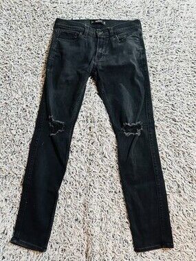 Hollister Super Skinny Advanced Stretch Distressed Black Jeans MEN'S SIZE 30x32
